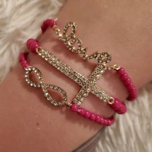 ⚜️ (3/$10) Set of Three Hot Pink Crystal Bracelets